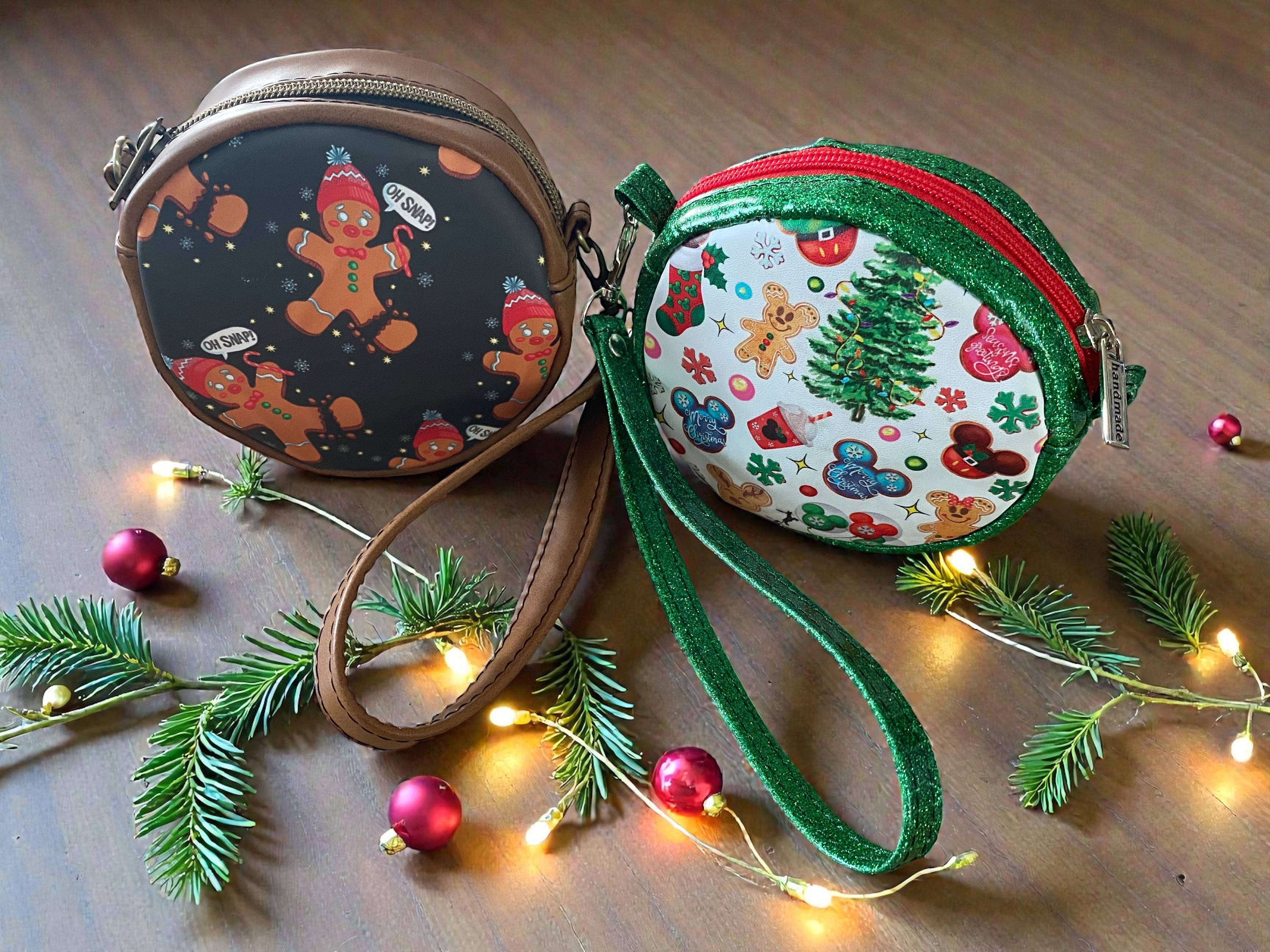 Holiday Themed Gingerbread Man Cookie Wristlet Bag